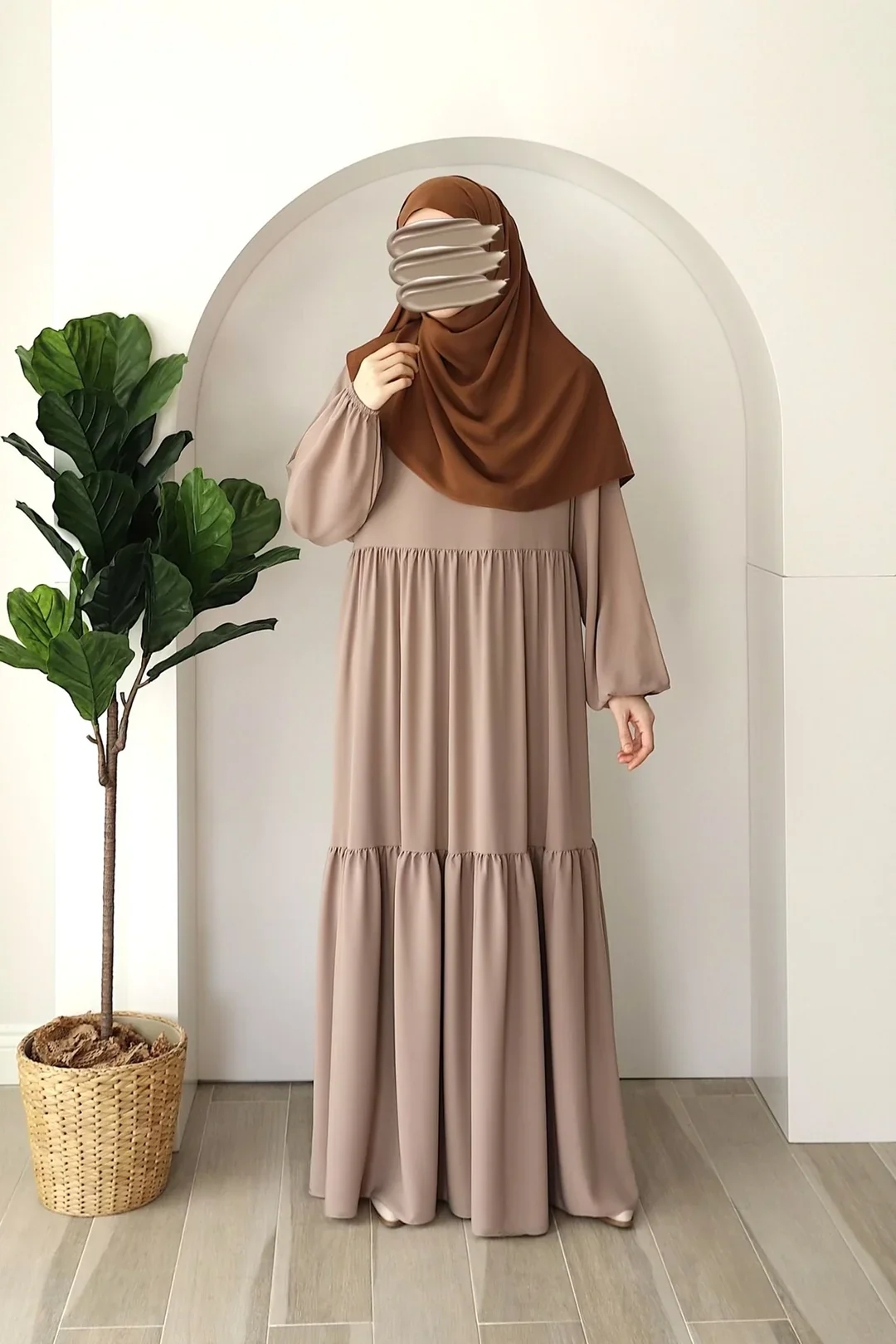 Rust & Rose Frill Plates Style Abaya