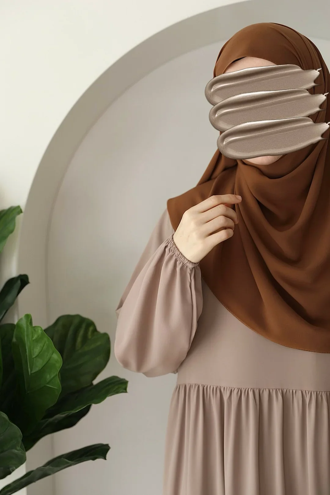 Rust & Rose Frill Plates Style Abaya