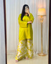 Silky Lime Green Top & Floral Printed Trousers Co-Ord Set
