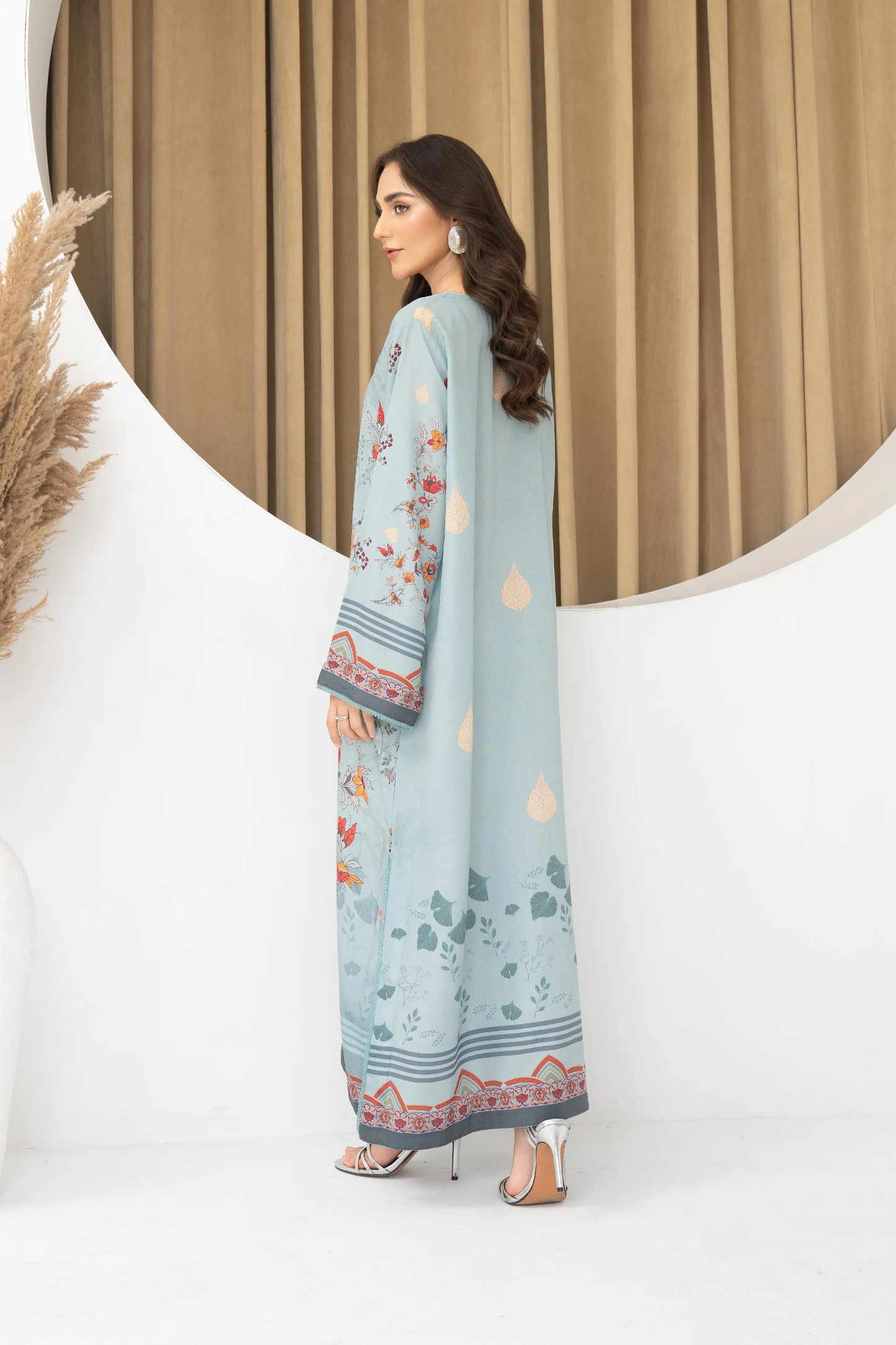 Sky Blue Florise Printed Lawn Kaftan Co-Ord Set