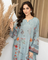 Sky Blue Florise Printed Lawn Kaftan Co-Ord Set