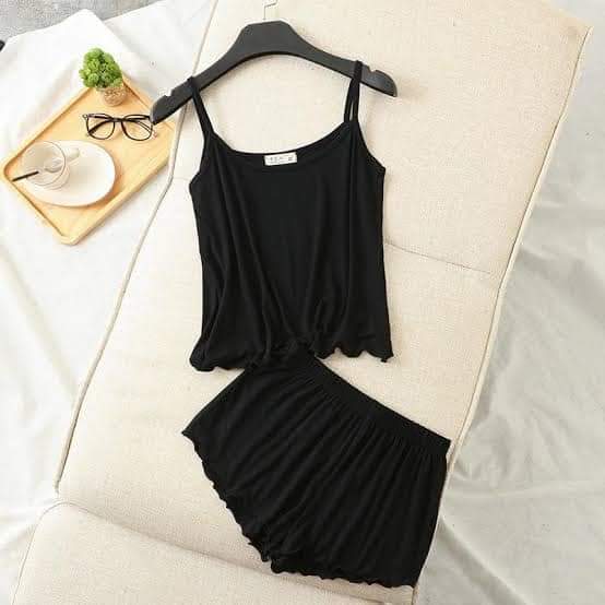 Plain Cotton Jersey Camisole Set for Women - Night Wear