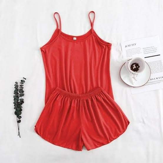 Plain Cotton Jersey Camisole Set for Women - Night Wear
