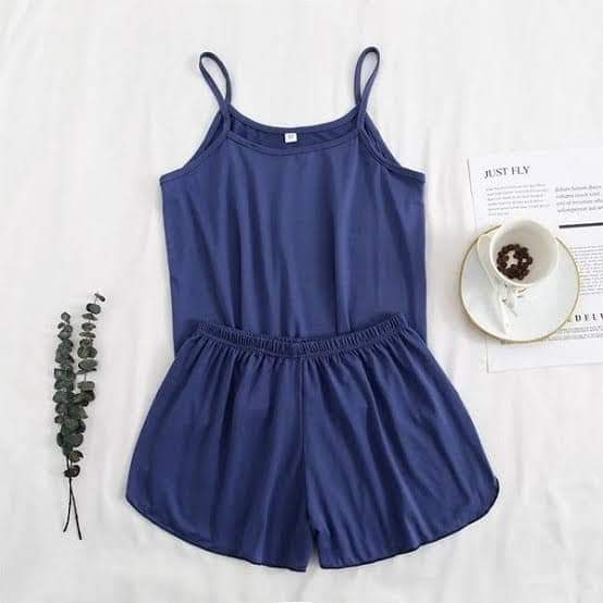Plain Cotton Jersey Camisole Set for Women - Night Wear