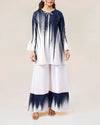 White Base Blue Vertical Streaks Co-Ord-Set