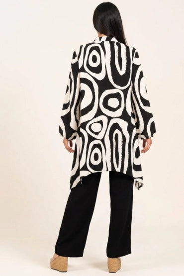 Womens White Black Swirl Pattern Hakim Collar Co-Ord Set